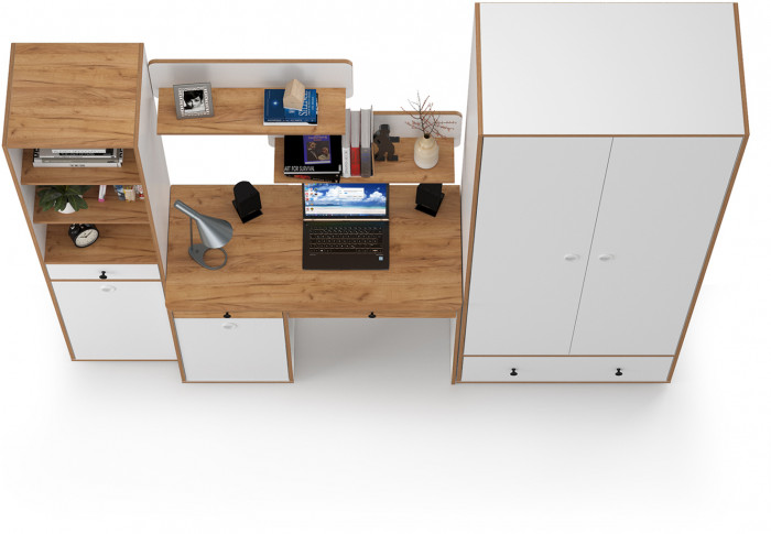 Вуди Компоновка № 23, белый премиум/дуб крафт золотой