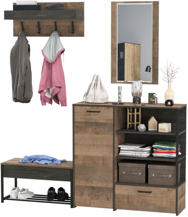 Трувор Прихожая 188, цвет дуб гранж песочный/интра, ШхГхВ 189х36,9х195 см., универсальная сборка