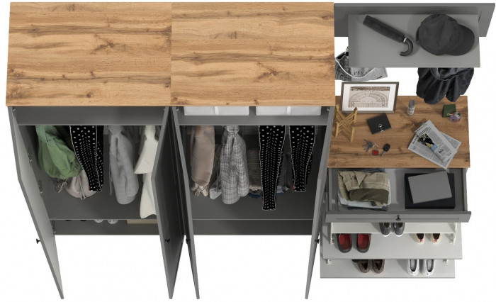 Остин Прихожая 29, серый графит/дуб крафт золотой