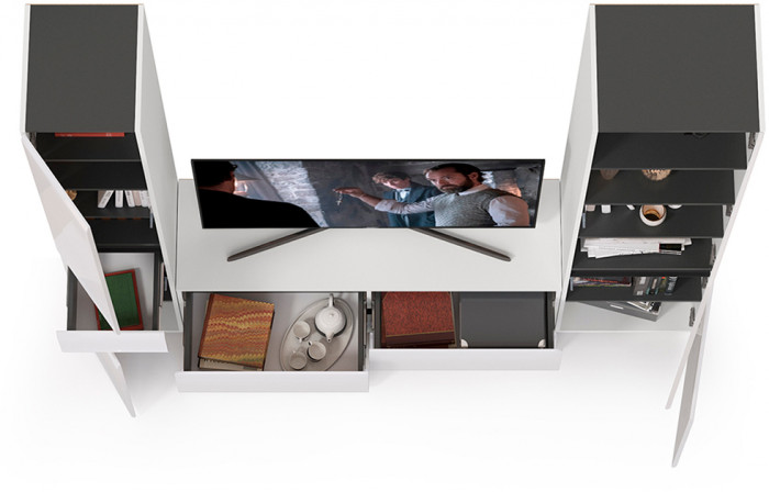 Сидней Комплектация № 022, корпус: белый/чёрный/фасады: МДФ белый глянец