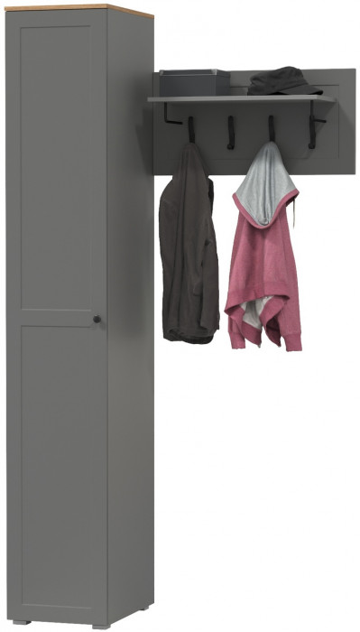 Остин Прихожая 13, цвет серый графит/дуб крафт золотой, ШхГхВ 119,7х54,3х229,6 см., универсальная сборка