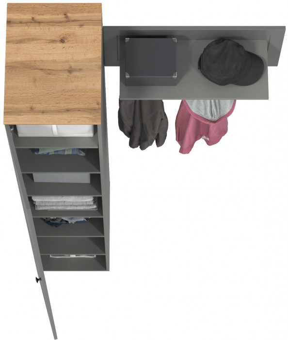 Остин Прихожая 13, цвет серый графит/дуб крафт золотой, ШхГхВ 119,7х54,3х229,6 см., универсальная сборка