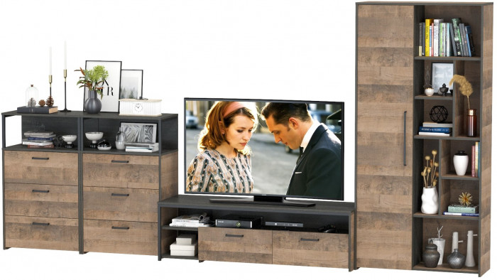 Трувор Гостиная 104, дуб гранж песочный/интра