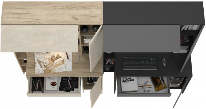 Два стола компьютерных Комфорт 12.71, дуб крафт серый/шёлковый камень/антрацит/тёмно-серый