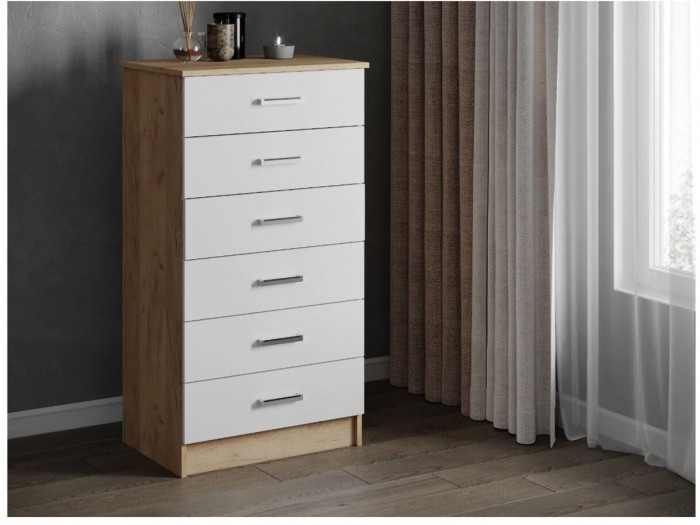 Комод Катрин-4 дуб крафт золотой/белый