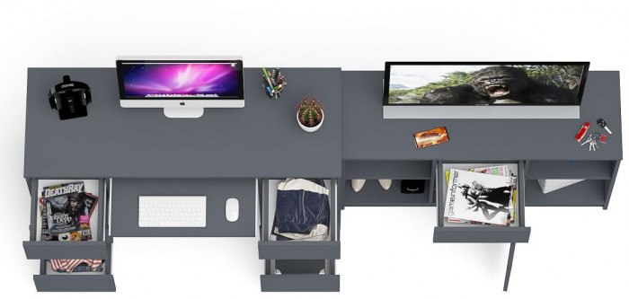 Мори компьютерный стол МС-2 + Тумба МТВ1204.1, графит