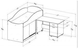 Детская кровать-чердак Дюймовочка-3 без лестницы, Дуб молочный / Венге
