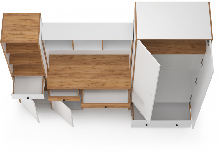 Вуди Компоновка № 24, белый премиум/дуб крафт золотой