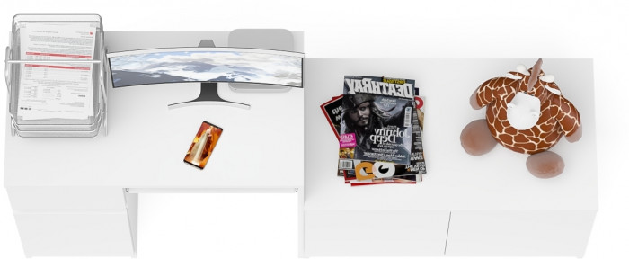 Мори компьютерный стол МС-1 левый + Тумба МА900.1, белый