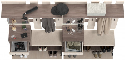 Лира ГК Прихожая 2 Два х Тумба под обувь + Два х Вешалка с зеркалом, цвет бодега тёмный/бодега светлый, ШхГхВ 200х33х185 см., универсальная сборка