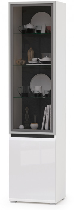 Сидней Комплектация № 023, корпус белый/чёрный/фасады МДФ белый глянец