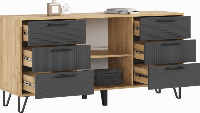 Комод Флэш Браш Графит/Дуб Крафт (Дуб крафт/ Графит)