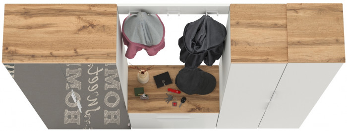 Октава Прихожая 30, белый шагрень/дуб крафт золотой/фасады МДФ белый шагрень