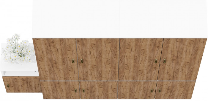 Лидер-8 Шкаф МД 20Б + Шкаф МД 20Б + Тумба МД 3.19, цвет белый шагрень/крафт золото, ШхГхВ 200х37,5х190 см., НЕ универсальная сборка