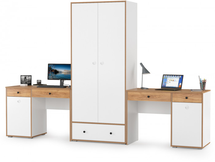 Вуди Компоновка № 25, белый премиум/дуб крафт золотой