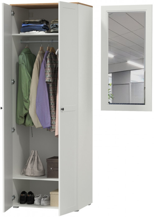 Остин Прихожая 07, цвет белый шагрень/дуб крафт золотой, ШхГхВ 139,5х54,3х229,6 см., универсальная сборка