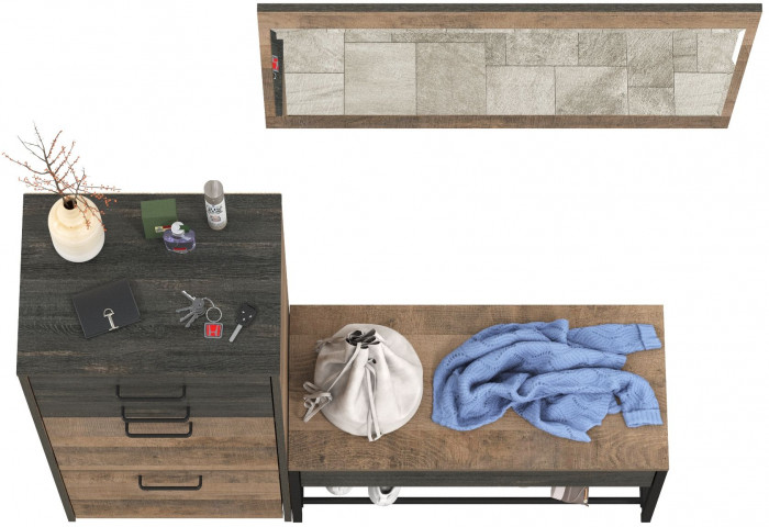 Трувор Прихожая 194, цвет дуб гранж песочный/интра, ШхГхВ 130х37х195 см., универсальная сборка