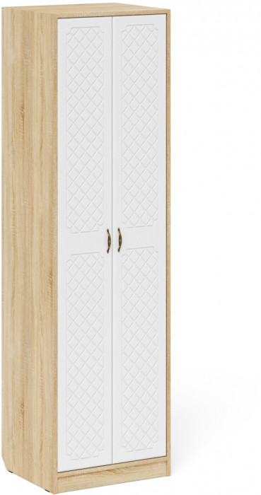 Прихожая П-6 Компоновка № 25, дуб сонома/фасады МДФ белое дерево фрезеровка ромб