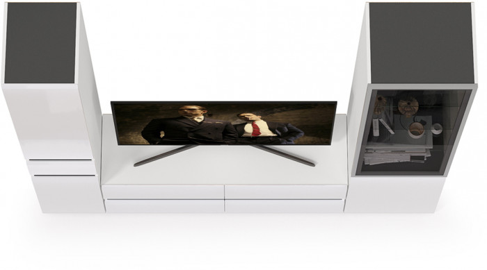 Сидней Комплектация № 024, корпус белый/чёрный/фасады МДФ белый глянец