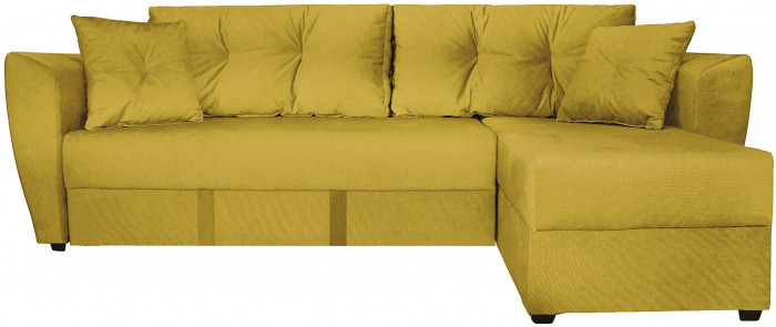 Диван-еврокнижка угловой Амстердам Люкс, 160х200, велюр желтый
