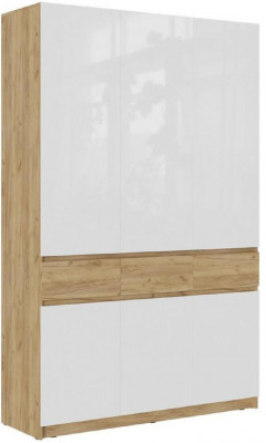 Шкаф Бостон МДФ ШК-002 (Белый глянец, Дуб Крафт Золотой)