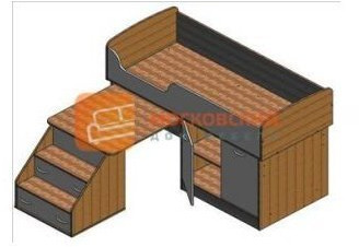Детская кровать-чердак Дюймовочка-2, Дуб молочный / Салатовый