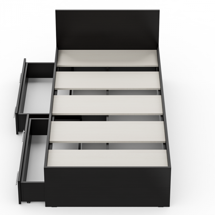 Стандарт Кровать с ящиками 0900, цвет венге, ШхГхВ 93,5х203,5х70 см., сп.м. 900х2000 мм., без матраса, основание есть