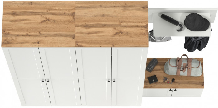 Остин Прихожая 31, белый шагрень/дуб крафт золотой