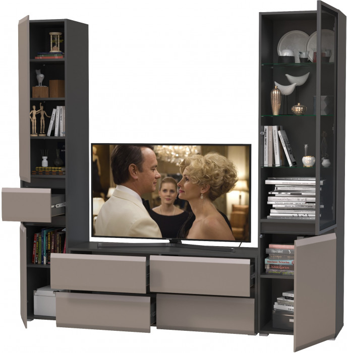 Сидней Комплектация № 024, корпус: антрацит/фасады: МДФ веллюто капучино