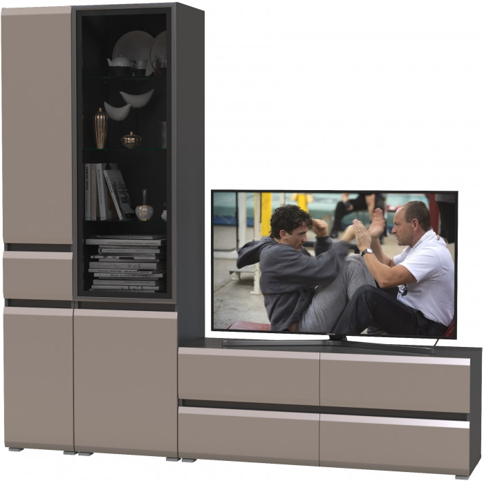 Сидней Комплектация № 024, корпус: антрацит/фасады: МДФ веллюто капучино