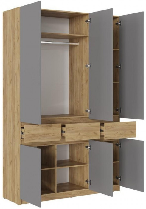 Шкаф Бостон ЛДСП ШК-002 (Серый Шифер, Дуб Крафт Золотой)