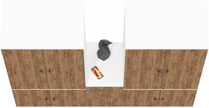 Лидер-8 Шкаф МД 19Б + Шкаф МД 19Б + Тумба МД 3.16, белый шагрень/крафт золото