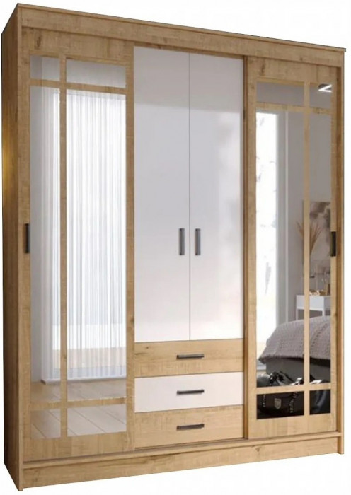 Лорд Шкаф-купе (Дуб Вотан / Белый глянец)