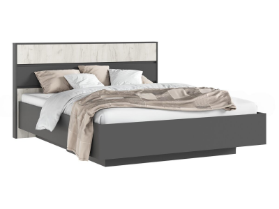 Роджина Кровать парящая 160 с ПМ с подсветкой, дуб крафт белый/графит