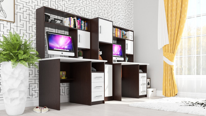 С-МД-СК9 Компоновка № 04, цвет венге/белый шагрень, ШхГхВ 247х70х160 см., НЕ универсальная сборка