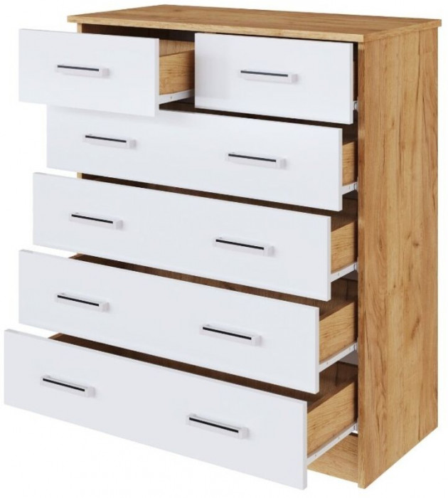 Комод Катрин-5 дуб крафт золотой/белый