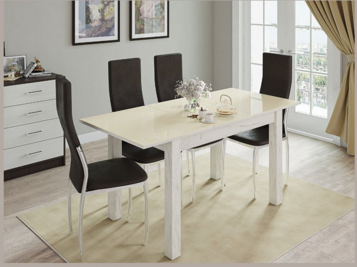 Стол обеденный Бруно 1000х600 дуб крафт белый/лакобель ваниль