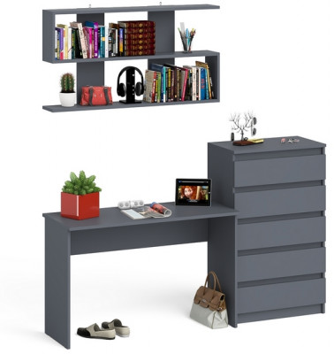 Мори письменный стол МСП1200.1 + Комод МК700.5 + Полка 1200, графит