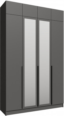 Шкаф 1,6 с антресолью и зеркалом Мадрид, Графит серый
