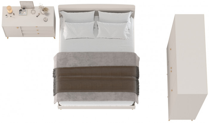 Афина Спальня 11-1600, цвет кашемир серый, сп.м. 1600х2000 мм., б/м, основание есть - фанера