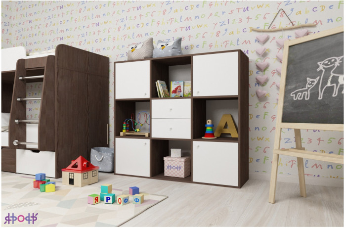 Стеллаж Джери (Дуб молочный/Оранжевый)