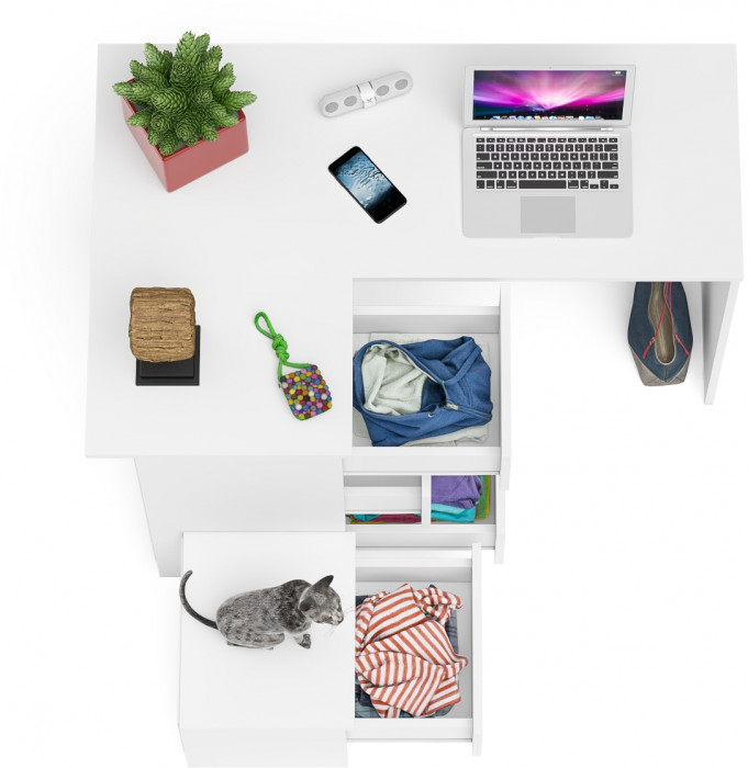 Мори компьютерный стол МС-16 левый + Тумба ТМП400.1, белый