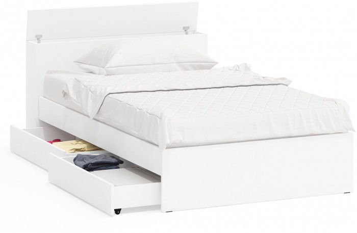 Ксения Кровать с ящиками 1200, белый