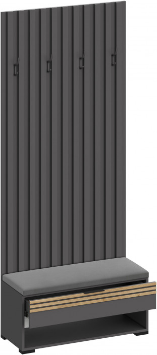 Модульная Прихожая Нао, набор №5, Графит/Графит, Дуб вотан, Simple 27