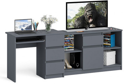 Мори компьютерный стол МС-6 правый + Тумба МТВ1204.1, графит