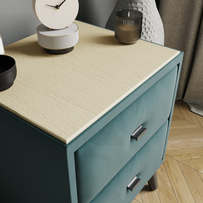 Тумба прикроватная интерьерная Пай бирюза/мдф клен кремовый