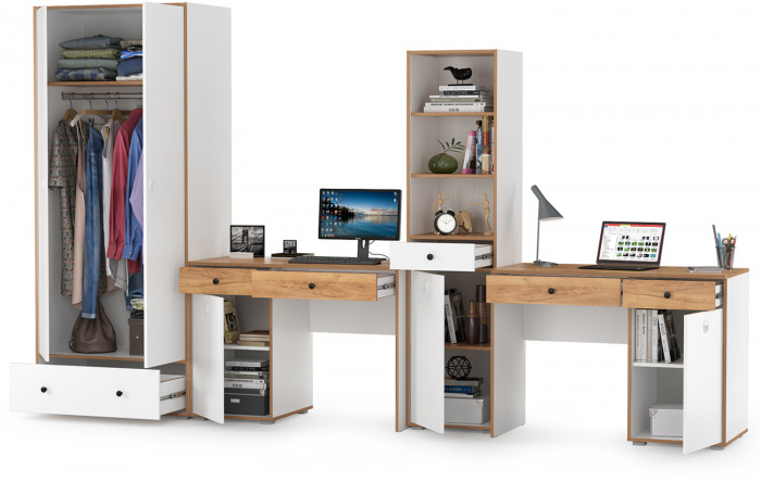 Вуди Компоновка № 29, белый премиум/дуб крафт золотой