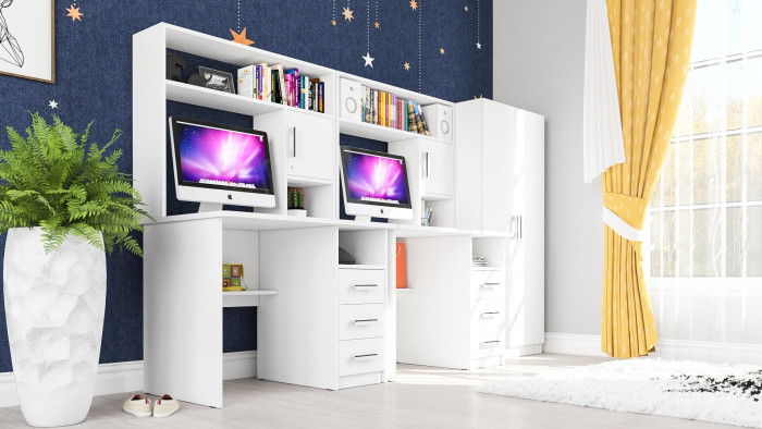 С-МД-СК9 Компоновка № 05, цвет белый шагрень, ШхГхВ 274х70х160 см., НЕ универсальная сборка