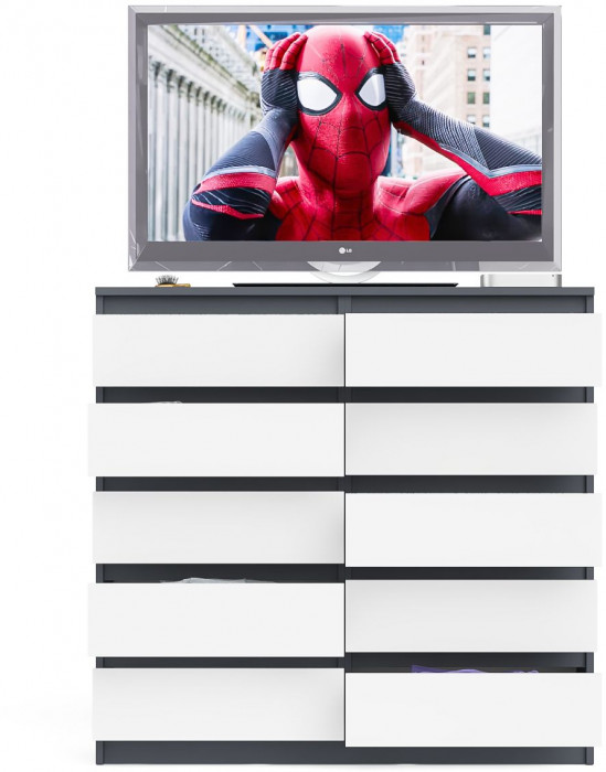 Мори Комод МК1200.10, цвет графит/белый, ШхГхВ 120,4х41х115 см.