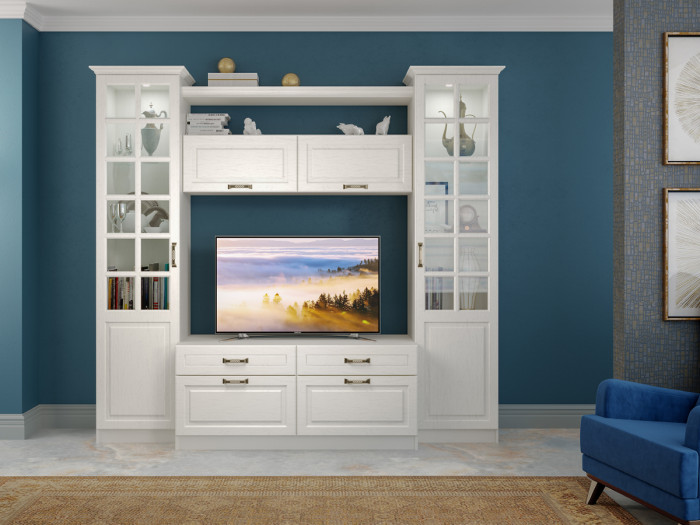 Ливерпуль Тумба, цвет ясень ваниль/белый, ШхГхВ 140х49,3х60,8 см.